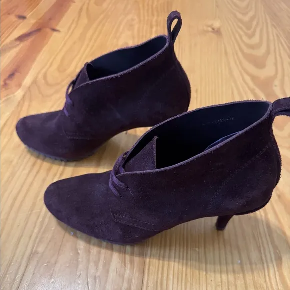 Pedro Garcia 38 (US 7.5) Maroon Suede Leather Lace Up Heel Ankle Boots Spain