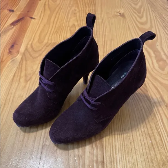 Pedro Garcia 38 (US 7.5) Maroon Suede Leather Lace Up Heel Ankle Boots Spain