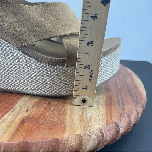 PEDRO GARCIA Denia Suede Crisscross Wedge Camel Platform Sandals 37.5 US 7.5