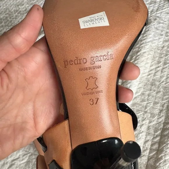 Pedro Garcia Moon Leather Swarovski Heels  7US / 37 EU retail $540 New
