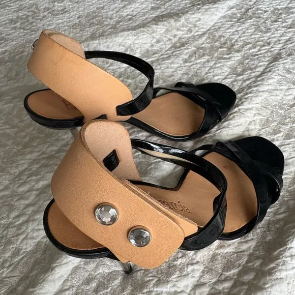 Pedro Garcia Moon Leather Swarovski Heels  7US / 37 EU retail $540 New