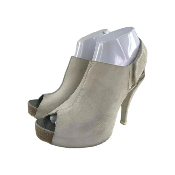 Pedro Garcia Off White Suede High Heels Sandals US 7 Slingback Peep-Toe  Shoes