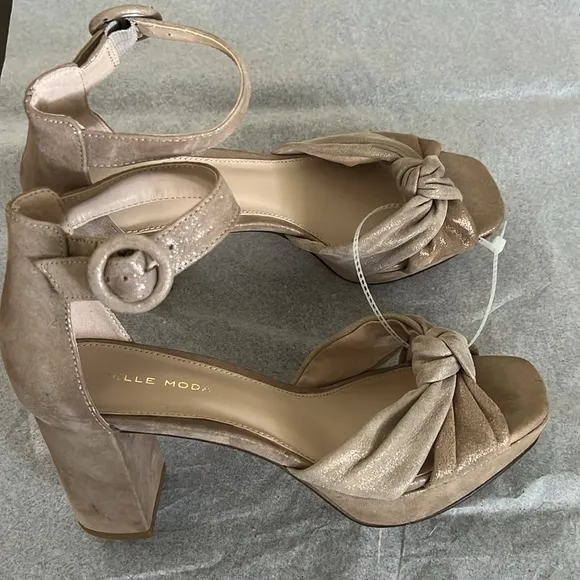 Pelle Moda Anesa Suede Knotted Ankle Strap Platform Dress Sandals