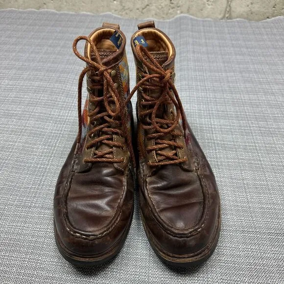 Pendleton x Clarks Boots Mens 10 Ottawa Peak Aztec Wool Leather Lace Up