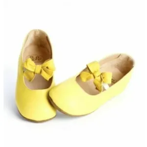 PEPE Girls 30 / 12 NEW Yellow Bow Ballet Flats Leather Shoes MADE IN ITALY