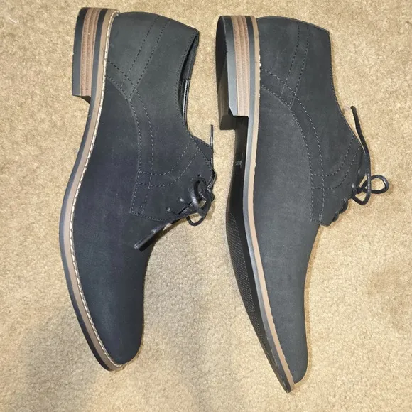Perry Ellis Suede Oxford - NEW - Men's Black Dress Shoes, Size 10