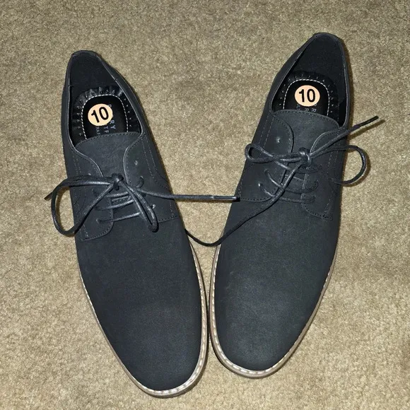 Perry Ellis Suede Oxford - NEW - Men's Black Dress Shoes, Size 10