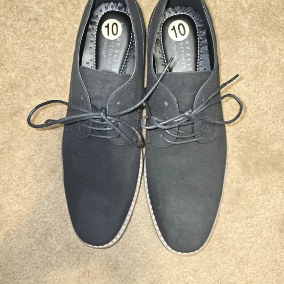 Perry Ellis Suede Oxford - NEW - Men's Black Dress Shoes, Size 10