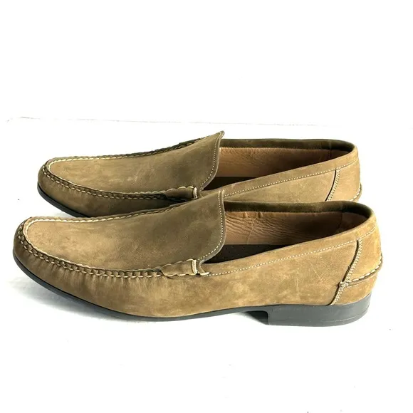 Peter Millar Nubuck Venetian Loafers Olive Brown Suede Size 11.5 M READ DESCRIPT