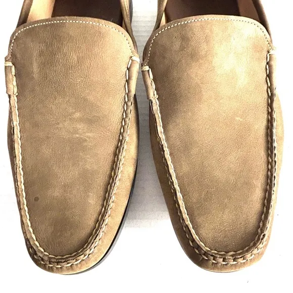 Peter Millar Nubuck Venetian Loafers Olive Brown Suede Size 11.5 M READ DESCRIPT