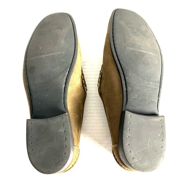 Peter Millar Nubuck Venetian Loafers Olive Brown Suede Size 11.5 M READ DESCRIPT