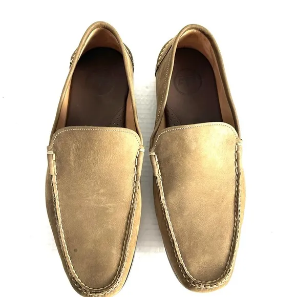 Peter Millar Nubuck Venetian Loafers Olive Brown Suede Size 11.5 M READ DESCRIPT