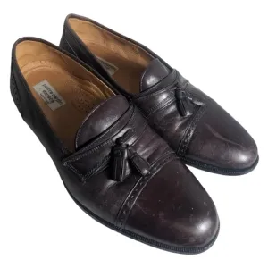 Pierre Cardin Espace Brown Leather Cap Toe Tassel Loafers Shoes Italy Size 10