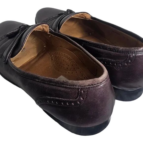 Pierre Cardin Espace Brown Leather Cap Toe Tassel Loafers Shoes Italy Size 10