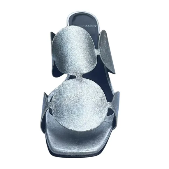 Pierre Hardy Bulles Mule Sandal Silver Metallic Chrome Block Heel EU 39 US 8