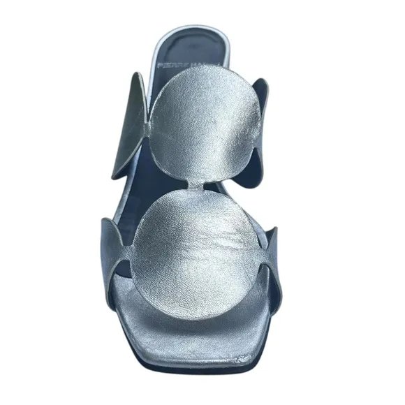 Pierre Hardy Bulles Mule Sandal Silver Metallic Chrome Block Heel EU 39 US 8