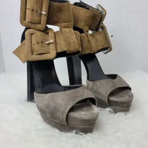 Pierre Hardy Colorblock Women's Shoes  Size 7 Brown Suede Platform Sandals