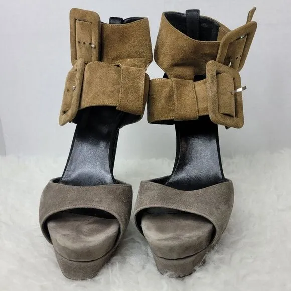 Pierre Hardy Colorblock Women's Shoes  Size 7 Brown Suede Platform Sandals