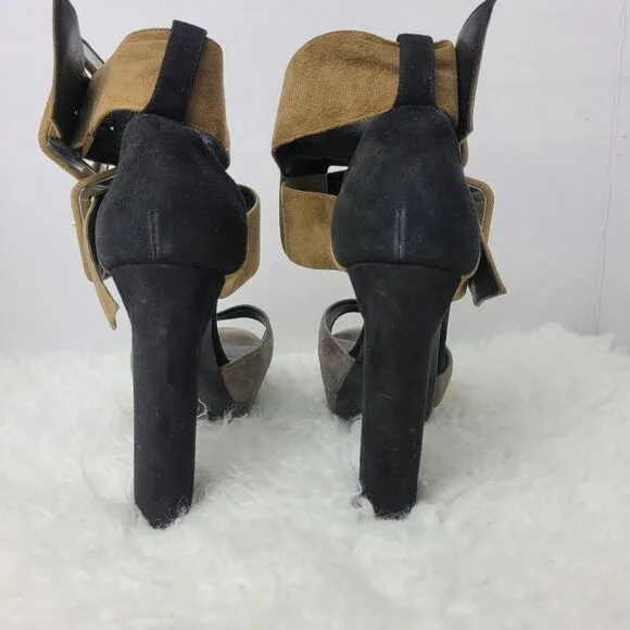Pierre Hardy Colorblock Women's Shoes  Size 7 Brown Suede Platform Sandals