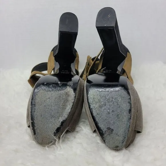 Pierre Hardy Colorblock Women's Shoes  Size 7 Brown Suede Platform Sandals