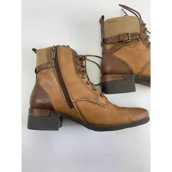 Pikolinos Malaga Lace Up Ankle Boots Brown Leather Low Heel Womens 40 US 9-9.5
