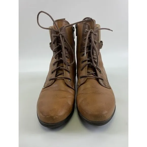 Pikolinos Malaga Lace Up Ankle Boots Brown Leather Low Heel Womens 40 US 9-9.5