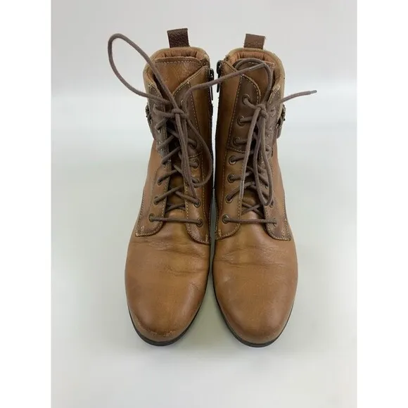 Pikolinos Malaga Lace Up Ankle Boots Brown Leather Low Heel Womens 40 US 9-9.5