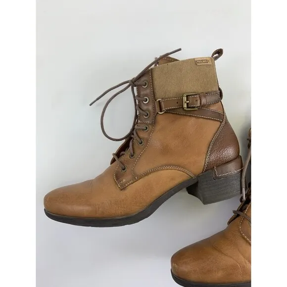 Pikolinos Malaga Lace Up Ankle Boots Brown Leather Low Heel Womens 40 US 9-9.5