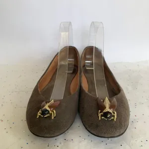 Pilcro and the Letterpress Brown Suede Beatle Bee Insect Ballet Flats - Size 9