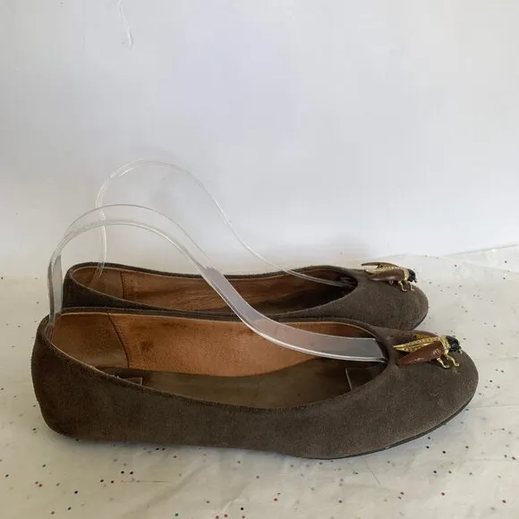 Pilcro and the Letterpress Brown Suede Beatle Bee Insect Ballet Flats - Size 9