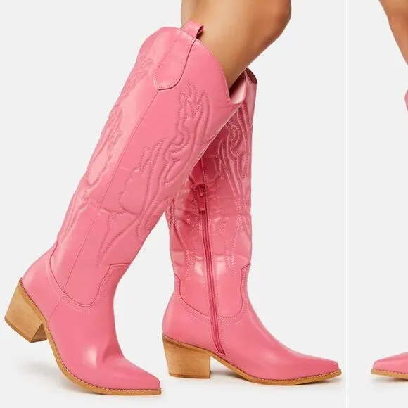 Pink Western Boots Knee High High Quality Booties