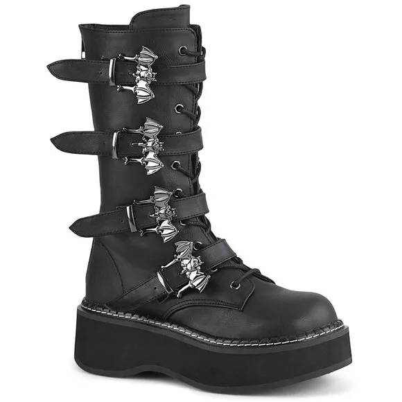Platform Bat Buckle Gothic Lace Up Boots