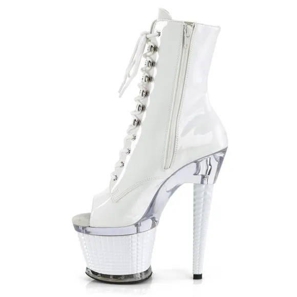 Platform Clear Lace Up High Heel Ankle Boots