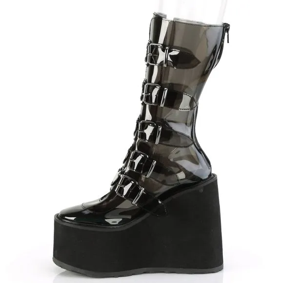 Platform Gothic Festival Heart Transparent Boots