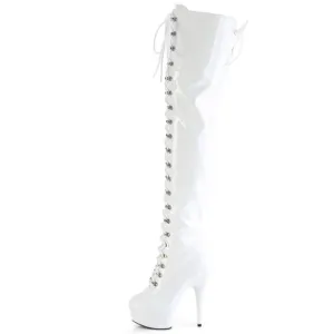 Platform High Heel Lace Up Thigh High Boots.