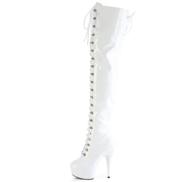 Platform High Heel Lace Up Thigh High Boots.