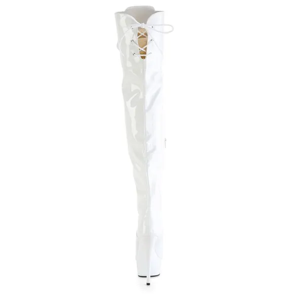 Platform High Heel Lace Up Thigh High Boots.