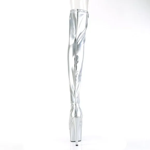 Platform Hologram Heel Thigh High Boots