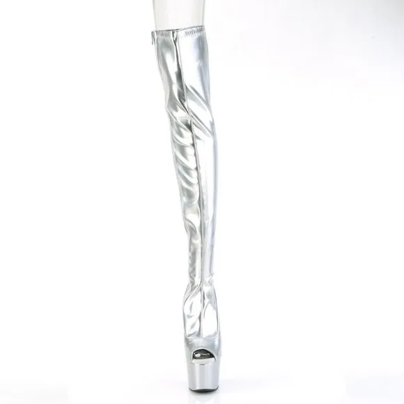 Platform Hologram Heel Thigh High Boots