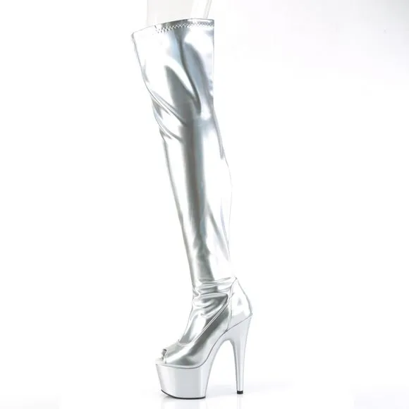 Platform Hologram Heel Thigh High Boots