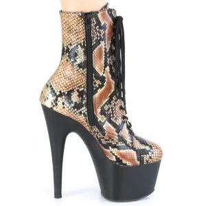 Platform Holographic Snake Lace Up Ankle Boots