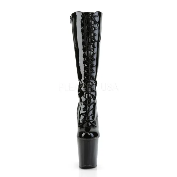 Platform Lace Up High Heel Knee Boots