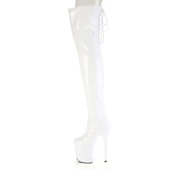 Platform Patent Leather High Heel Lace Up Thigh High Boots