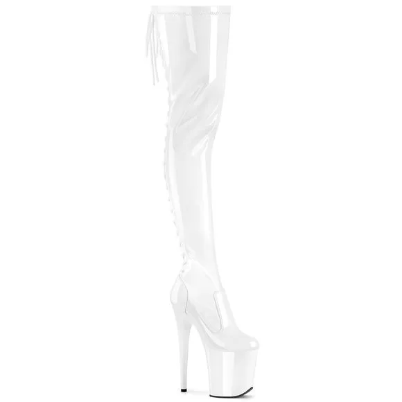 Platform Patent Leather High Heel Lace Up Thigh High Boots