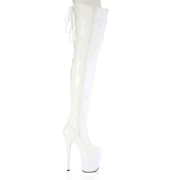 Platform Patent Leather High Heel Lace Up Thigh High Boots