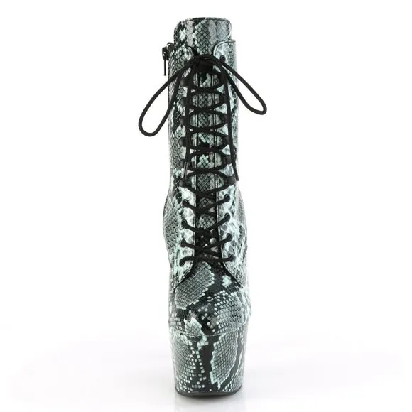 Platform Snake High Heel Lace Up Boots