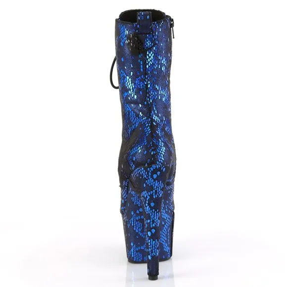 Platform Snake Print Lace Up Ankle Boots