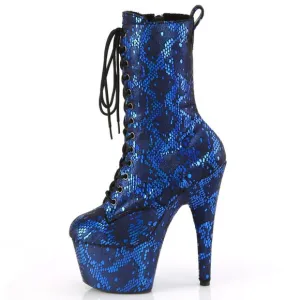 Platform Snake Print Lace Up Ankle Boots