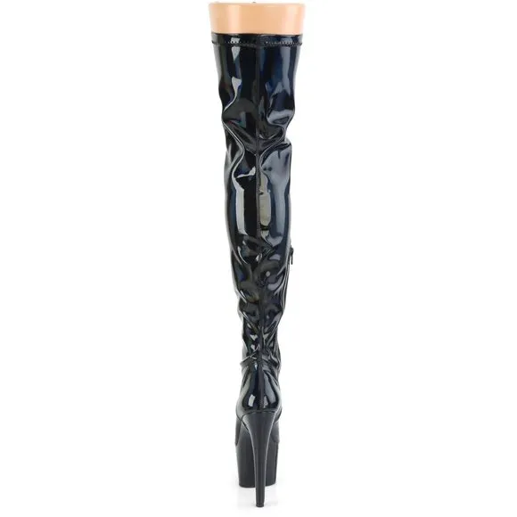 Platform Stretch Hologram Thigh High Heel Boots