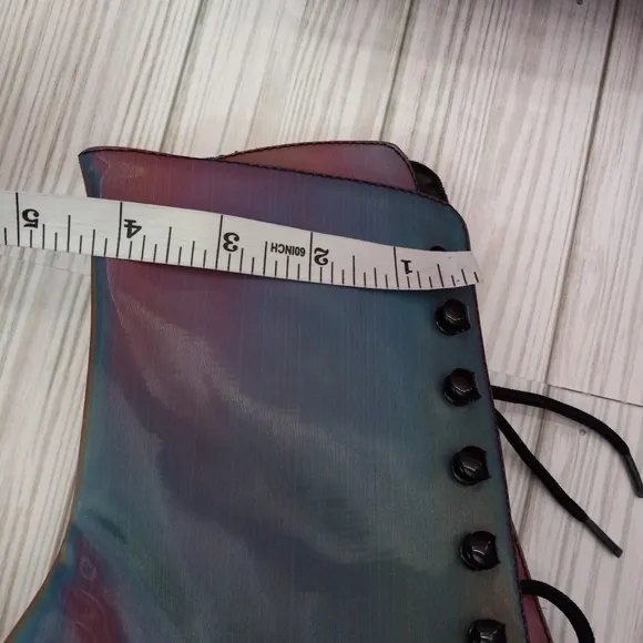 Pleaser Adore Chromatic Own The Spotlight Rainbow Reflective Platform Boots
